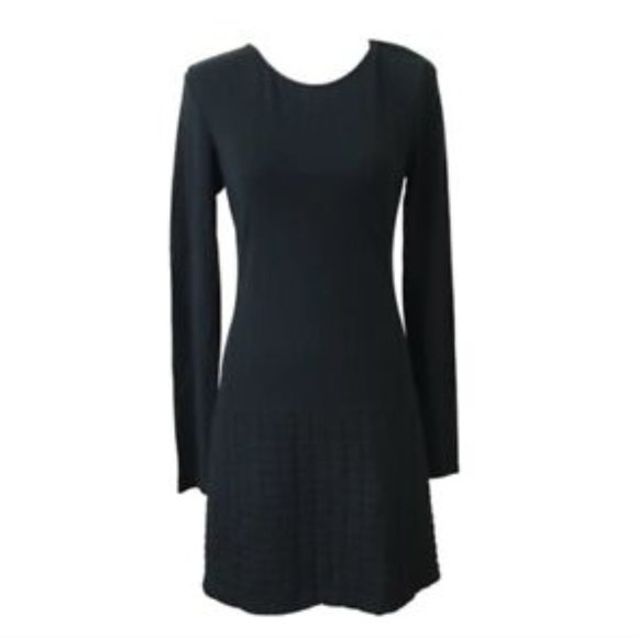 Theory Dresses & Skirts - Theory Size Medium Dress Mimi Q Classical Shift Quilted Long Sleeve Black Stetch